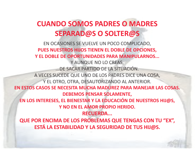Cuando somos padres o madres separad@s o solter@s Mayo 14 de 2010